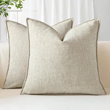 Pack of 2 Chenille Decorative Throw Pillow Covers 18X18 Inch Square Soft Pillow 
