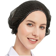 Black Bouffant Caps 21" - 100 Pack for Food Service  Salons