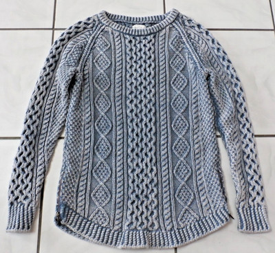 LLBean Signature Womens Fisherman Sweater Size XS Cable Knit Nautical  H744