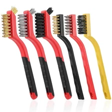 6 Pieces Wire Brushes Set, Small Metal Brass/Stainless Steel/Nylon Brushes for C