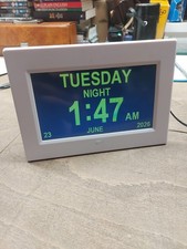 7 Inch Clock Day Date for Elderly Large Display Digital Alarm White LED EB5