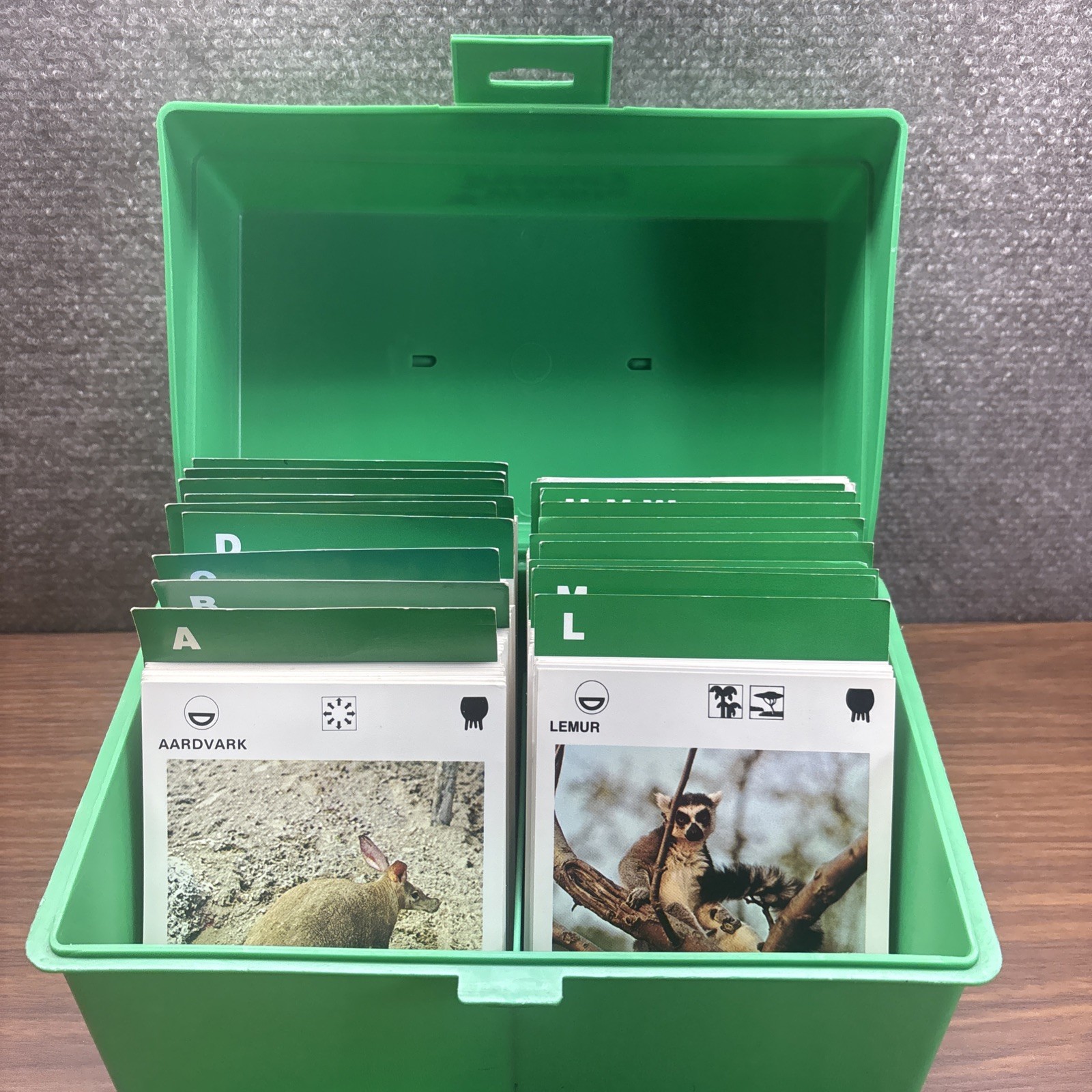 Vintage 1970s-1980s ILLUSTRATED WILDLIFE TREASURY Animal Cards With Green Case