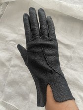 Vintage Black Leather Women's Driving Gloves 7.5 pinup goth gothic 7 1/2