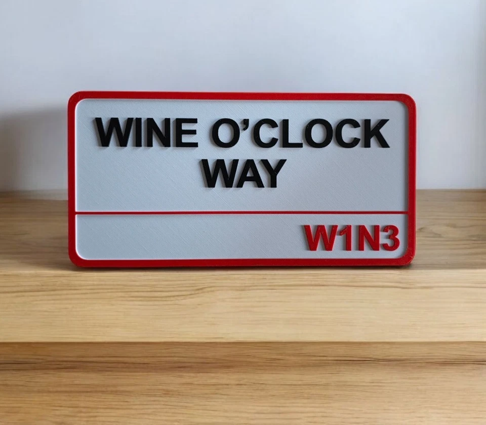 Funny W1N3 Wein O'Clock Straßenschild – 3D Drucken Wandtafel – 120x240mm - Bild 1 von 1