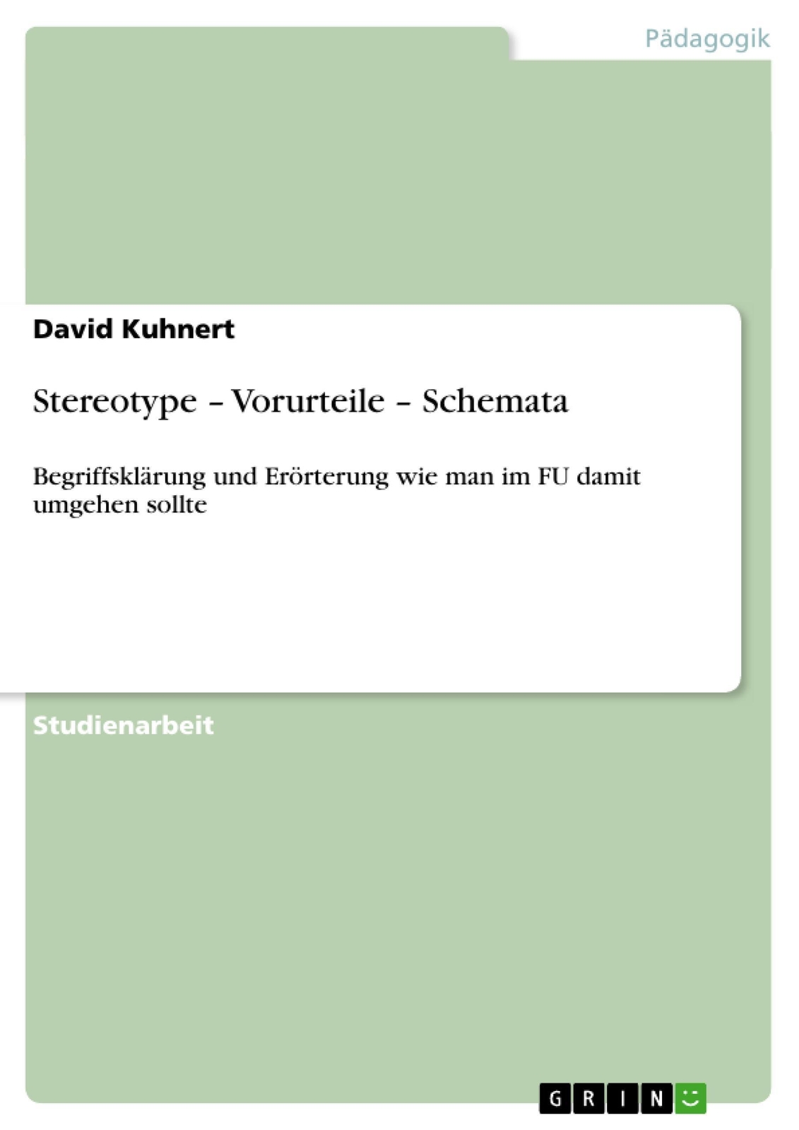 Thumbnail - Stereotype ¿ Vorurteile ¿ Schemata | David Kuhnert | Taschenbuch |