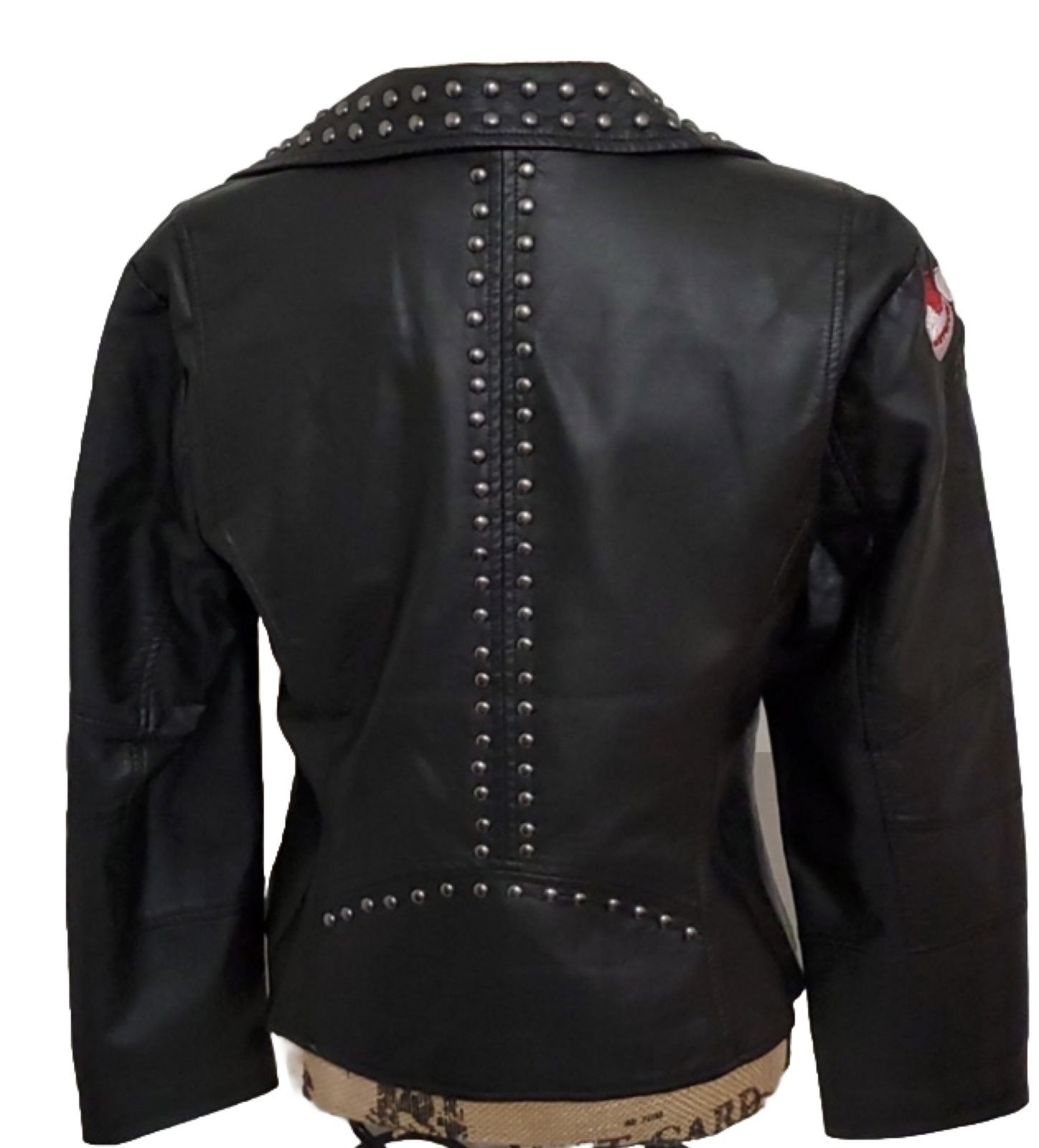 V Cristina Moto Jacket Embellished Black Studded Faux/Vegan Leather Zip