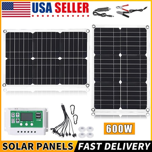 2Packs 1200W Solar Panel Kit 100A 12V Battery Charger w/ Controller Caravan Boat