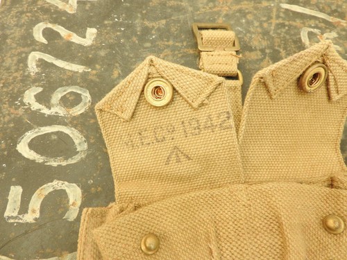 Original Military WW2 Canvas Ammo Case Pouch Ammunition British Uniform (5334) - Picture 3 of 9