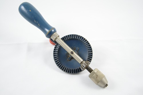 Trapano manuale a manovella vintage Stanley H1214A Eggbeater 1/4" mandrino manico legno US - Foto 3 di 10