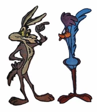 Looney Tunes Coyote and Road Runner 4" Tall Embroidered Iron on Patch Set of 2