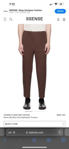 Pantalon plissé technique homme Plisse Issey Miyake marron taille 3 - Photo 1 sur 3