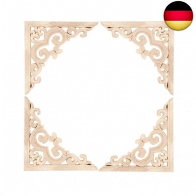 4Pcs Vintage Holz Geschnitzt Corner Flourish Applique Rahmen Möbel Wand 