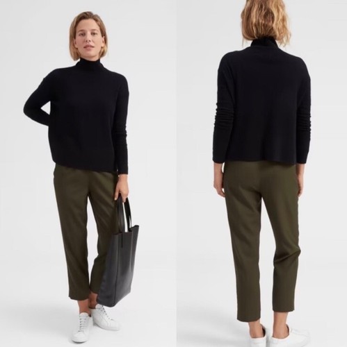 Everlane The Italian GoWeave Easy Pull On Khaki Green Pant Size 2 100% Wool
