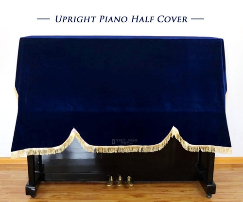 Luxury Velvet Upright Piano Half Cover Deep Blue with Tassels Anti-Dust 4437BE - Picture 3 of 8