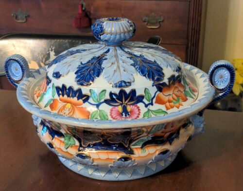 Antique Ironstone Stone China Covered Dish Hicks & Meigh Staffordshire 19th C - Picture 1 of 12