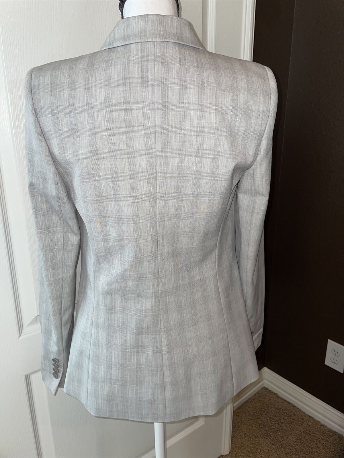 Elie Tahari Grey Gray One button Blazer Jacket Size 4 | eBay