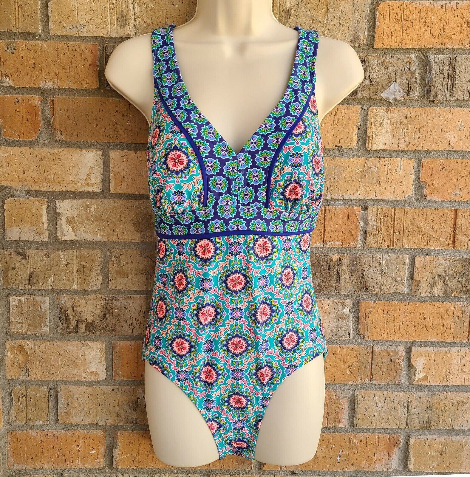 Catalina Women's One Piece Swimsuit Blue Teal Floral … Gem