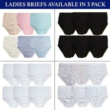 Womens Briefs Ladies Knickers Underwear 3 Pack Cotton Rich Comfort Fit Panties