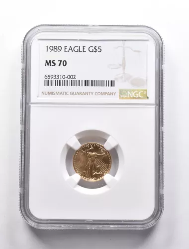 MS70 1989 $5 American Gold Eagle 1/10 Oz Gold NGC *9517