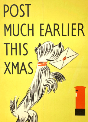 POST MUCH EARLIER THIS XMAS/ Vintage 1940s/  British Post Office Poster