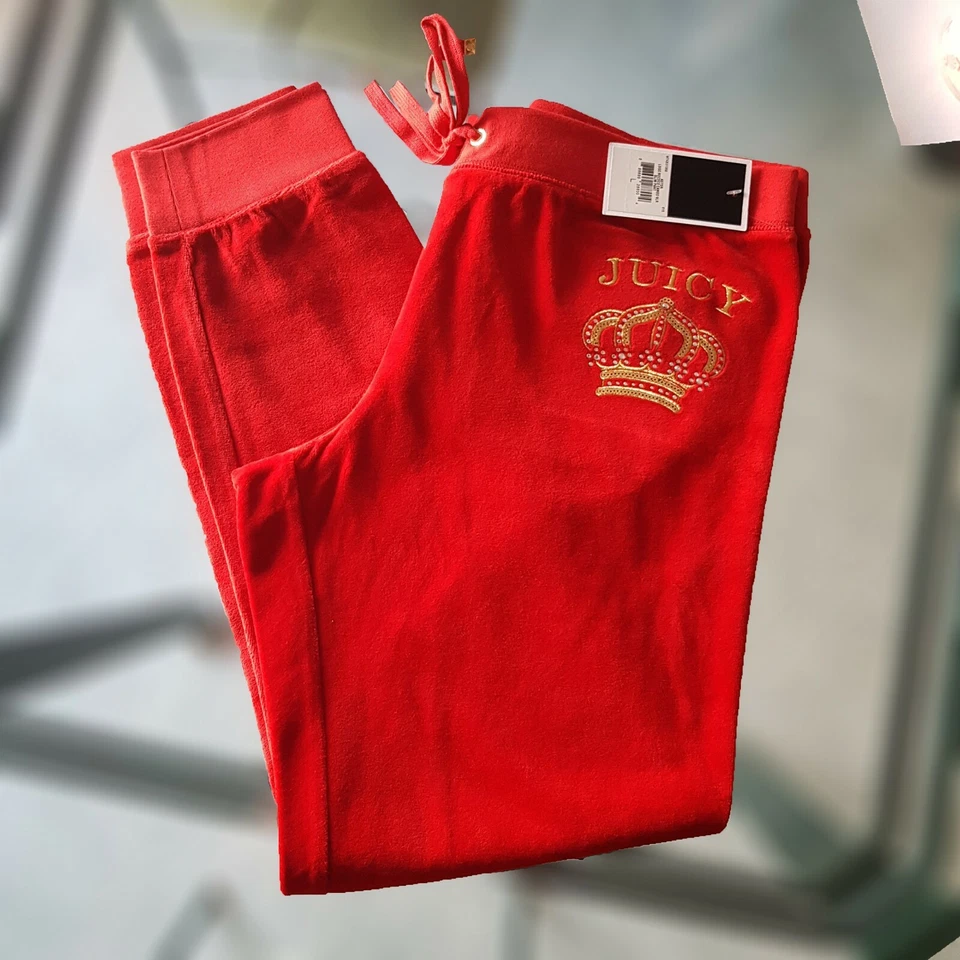 NEU JUICY COUTURE Damen Blau Grau Rosa Rot Velour Jacke Hose Training Anzug $650 - Bild 3 von 4
