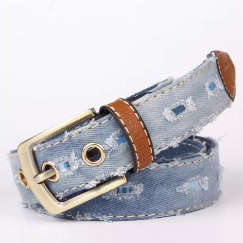 Women Men Denim Belt Waistband Ripped Canvas Casual Wide Fashion Retro Unisex - Picture 10 of 12