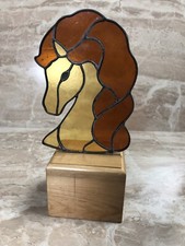 Vintage Unicorn Horse Stained Glass Sun Catcher On Stand Glass Is Removable Y