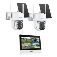 ANNKE Wireless 7" Monitor 4MP PT Security Camera System Solar Power 2 Way Audio