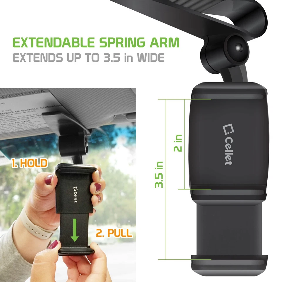 Car Sun Visor Clip Phone Holder, Visor Mount Cradle Compatible with Cell Phone - Image 3 of 4