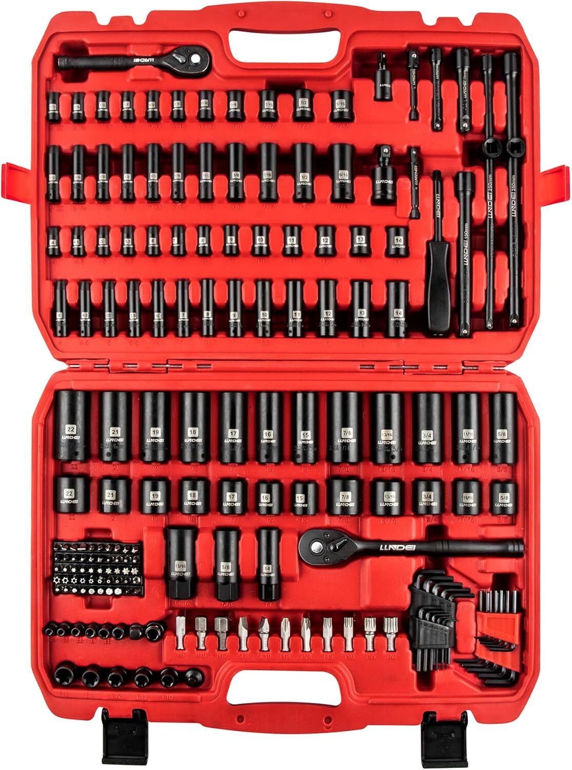 1/4 & 3/8 Inch Drive Impact Socket Set,186 Pieces Metric and Standard