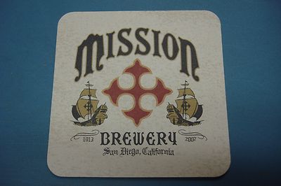 Beer Bar Coaster ~ MISSION Brewery ~ San Diego, CALIFORNIA ~ Tall Pirate Ships