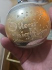 LARGE Shiny Brite Stenciled Ornament Christmas SILENT NIGHT Gold Ball — photo 3