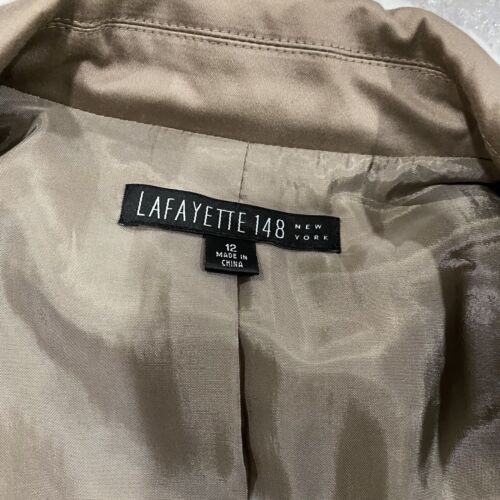 Lafayette 148 NY Brown Blazer Jacket Elegant Work Business Office Sz 12 Shimmer - Picture 6 of 11