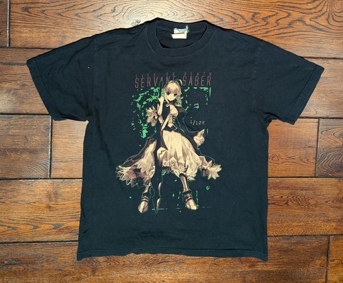 Vintage Japan Life or Death Servant Fate Extra Saber Anime Black T-Shirt Size M