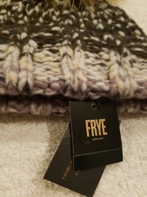 Frye Chunky Knit PomPom 2 Beanie Hat Bundle NWT FRYE Marled Chunky Knit 2 PC MITTENS & Pom Beanie HAT SET  main image 2