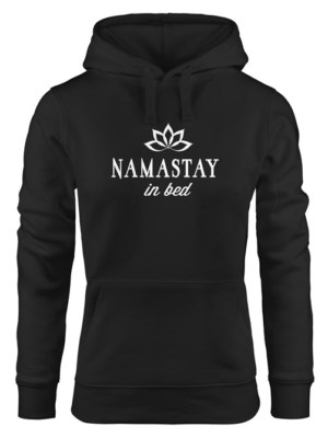 Kapuzen-Pullover Damen Namastay in Bed Spruch Hoodie Moonworks 