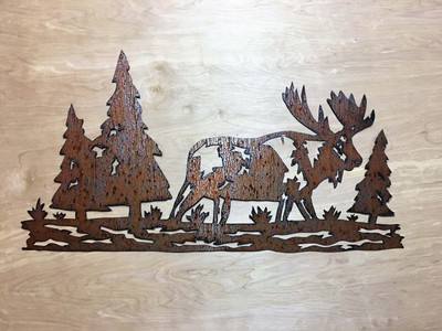 Moose Metal Wall Art Trees Forest Animal Rustic Wall Decor Cabin Lodge