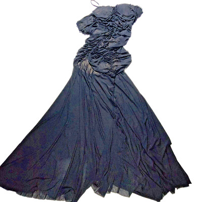 Windsor medium black formal full length dress nylon sheer lined nude elegance