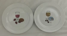 Vintage “Wine & Cheese” By Ursula Dodge Porcelain Plates, Set Of 2