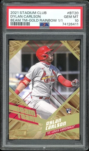 DYLAN CARLSON 2021 Stadium Club #BT20 RC Beam Team Gold Rainbow 1/1 PSA 10 POP 1