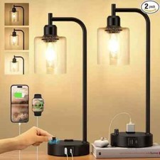 NEW INDUSTRIAL TOUCH TABLE LAMPS FOR BEDROOMS 3-WAY DIMMABLE LAMPS SET OF 2