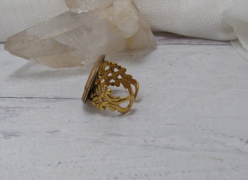 Anillo Vintage Latón Art Nouvea Griego Dama Mujer Perfil Retrato Ajuste 6 7 8 - Imagen 4 de 6