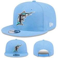 New Era Florida Marlins Snapback Hat MLB Cooperstown Classic Sky Blue Cap