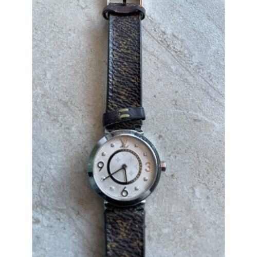 LOUIS VUITTON Tambour Monogramma Slim, Quarzo, 28mm, Acciaio Inox Usato - Foto 3 di 12