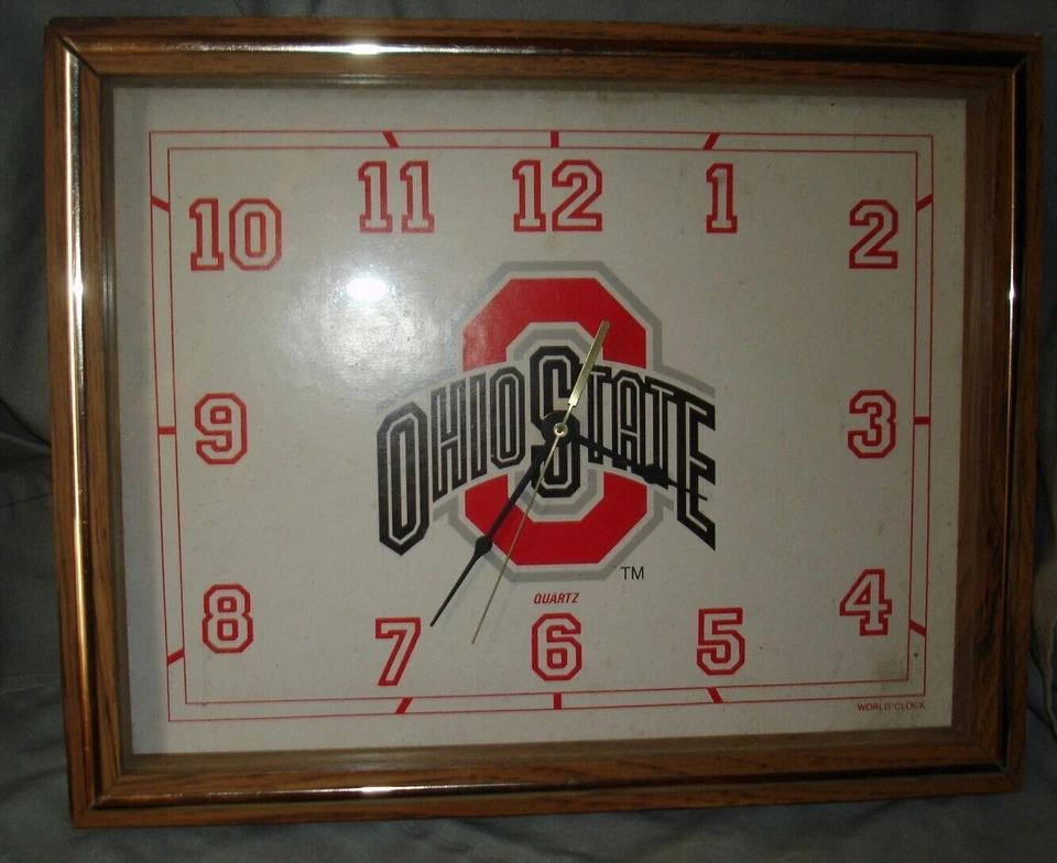 Ohio State University Quartz Wall Clock Glass with Wood Frame World Clock - Image 2 of 3