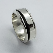 Sterling Silver Spinner Ring Polished Flat Band Handmade Men 5mm / 9mm Size 6 14