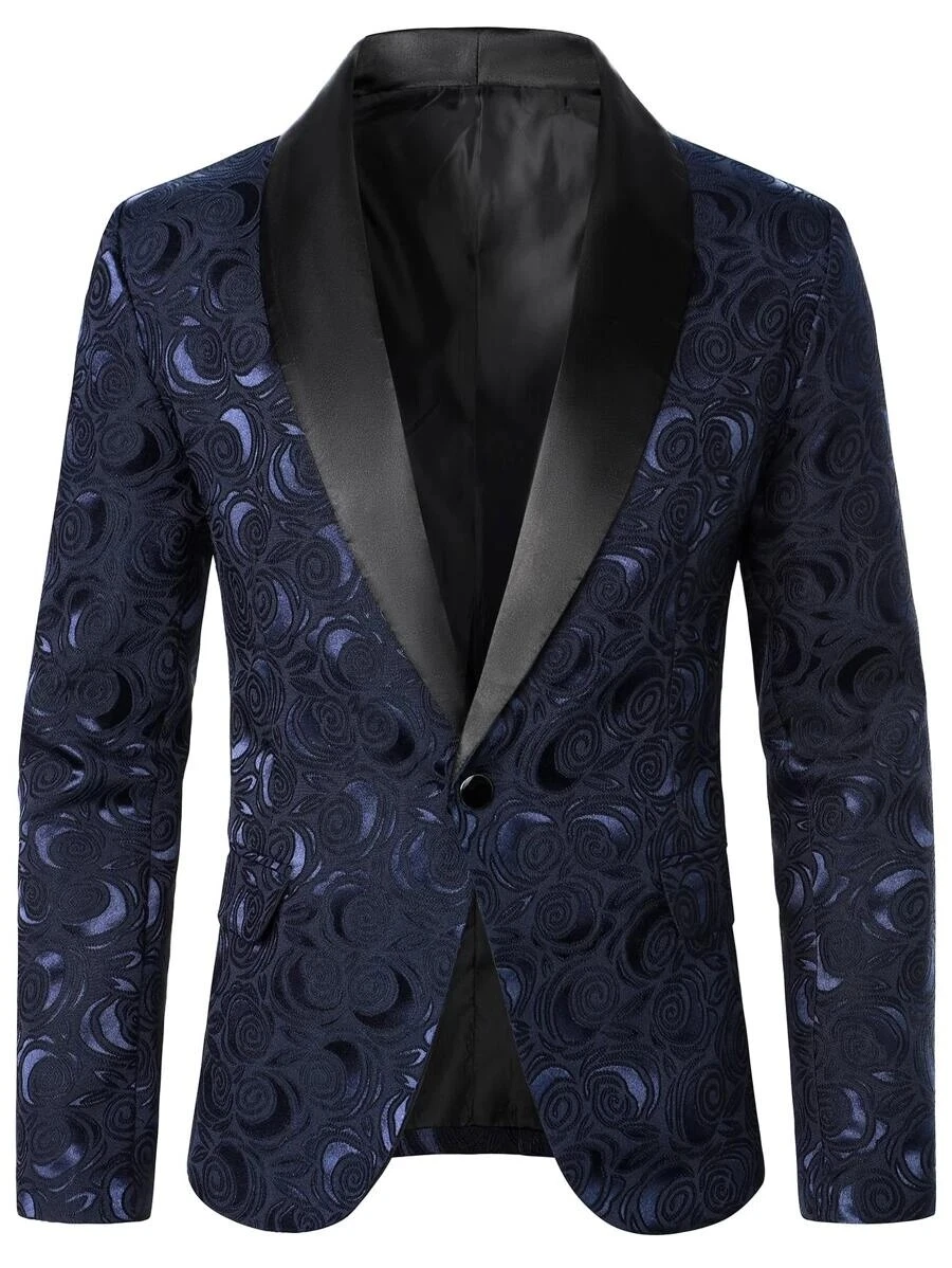 Navy blue floral best sale tux