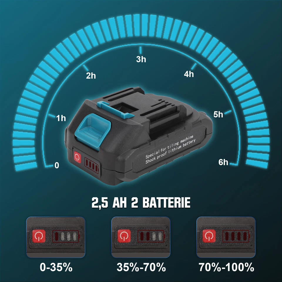 250KG Fliesenrüttler Akku Tile Vibrator Fliesenvibrator mit 2x 21V 2.5mAh Akku - Bild 4 von 4