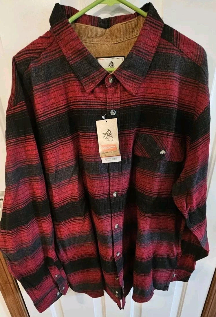 NWT Legendary Whitetails Flannel Red Plaid 2XL Big & Tall Buck Camp Shirt (QQ)