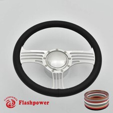 14 Billet Aluminum 9 Hole Steering Wheel Kit Black Full Wrap W Horn Adapter